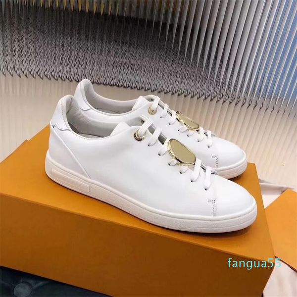 2023-Sapatos esportivos Sapato de grife feminino Tênis masculino com cadarço Sapato masculino branco Moda Couro branco Ginásio Letra plana Sapatos casuais femininos Tamanho grande 35-42-45