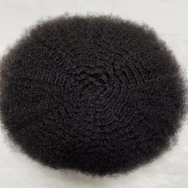 Sostituzione dei capelli umani vergini indiani n. 1b 4mm onda Toupee in pizzo pieno per uomini neri Consegna rapida espressa