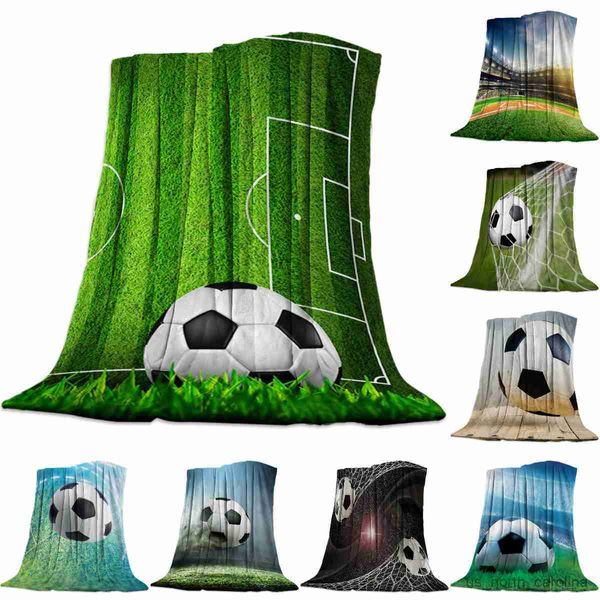 Decken Fußball Fußballspiel Wettbewerb in Tagesdecke Decke hochdichte superweiche Flanelldecken Schlafsofa tragbar R230615