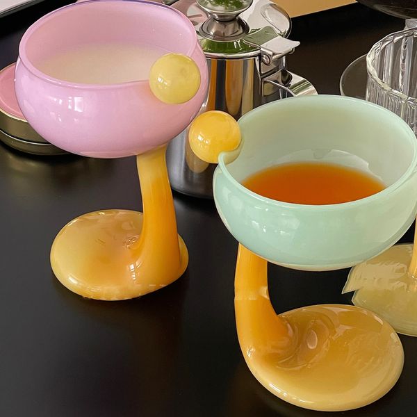 Weingläser, süßer Entenpalmenkelch, Dessertglasbecher, Eisbecher, farbiger Borosilikatglasbecher, Müslischale, Cocktailglas 230614