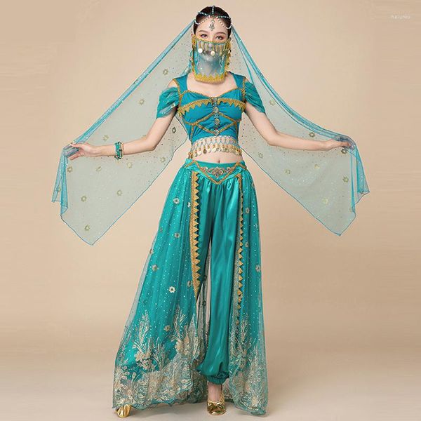 Abbigliamento da palcoscenico Costume da ballo di Bollywood Pancia Donna Egitto Nazionalità Abbigliamento Set Abito da danza del ventre