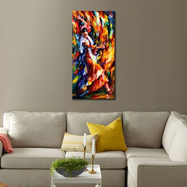 City Life Portrait Canvas Art Flamenco Dancer Dipinto a mano Kinfe Painting for Hotel Wall Modern