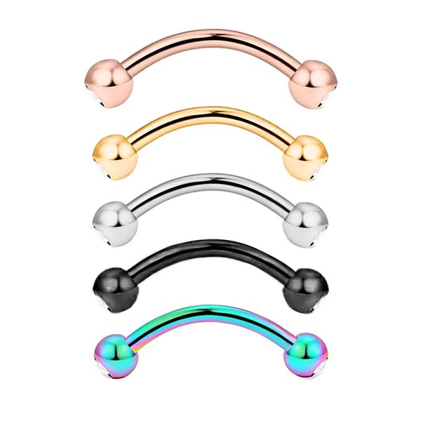 Labret Lippenpiercing-Schmuck, Edelstein, gebogene Barbell-Augenbrauenringe, 16G-Stahl, Daith Rook-Ohrring, Bauchnabelring, 5 Farben, 230614