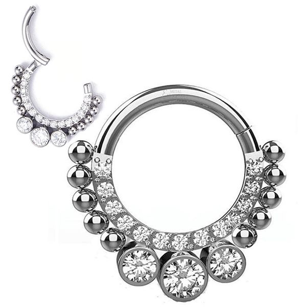 Labret Lip Piercing Jewelry G23 Body с 3 цирконом и шариками Клича, шарнирные шарнирные обруча кольцо кольца, кольца, хрящ 230614