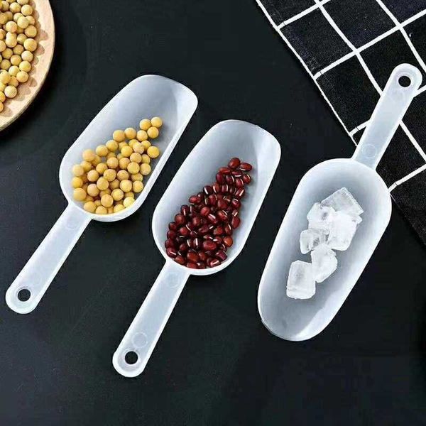 Novo 1pcs Mini Pá de Gelo de Plástico Transparente Pá Pequena Farinha Alimentos Doces Sorvete Colher Colheres Medidoras Pás Utensílios de Cozinha