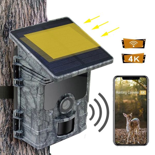 Telecamere da caccia Telecamera da caccia ad energia solare WiFi Bluetooth Connect Dispositivo per la visione notturna Trappola per la fauna selvatica Monitor per telecamera Impermeabile IP66 230614