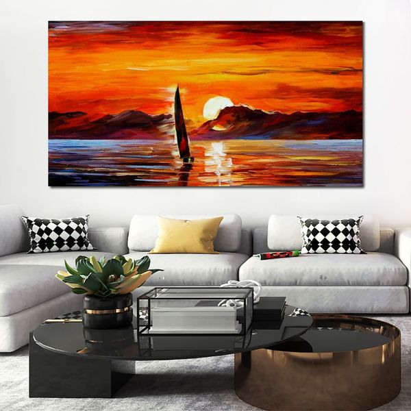 Arte su tela di alta qualità Lonley Sail Dipinti ad olio artigianali Strade urbane Modern Wall Decor