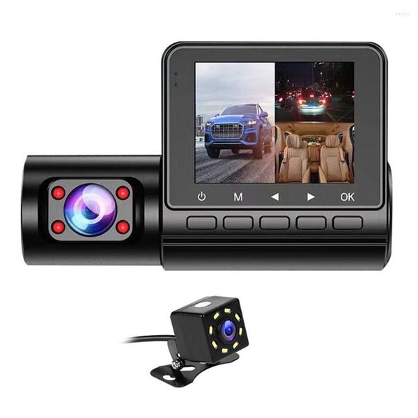 Videocamere Dashcam Schermo IPS da 2,4 pollici Fotocamera anteriore posteriore Registratore a 3 obiettivi Visione notturna grandangolare Registrazione automatica in loop