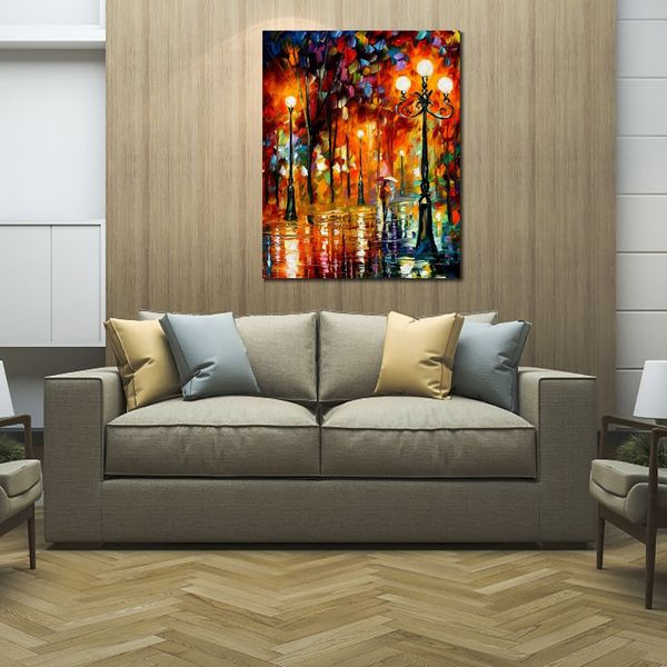 Modern Cityscapes Canvas Art Lonely Night II Dipinti ad olio realizzati a mano per la decorazione domestica contemporanea