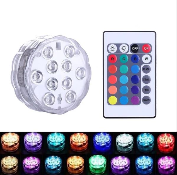 Nuove luci a LED sommergibili impermeabili IP68 integrate in 10 perline LED con 24 tasti telecomando 16 colori che cambiano lampada da notte subacquea tea light vase party wedding GG