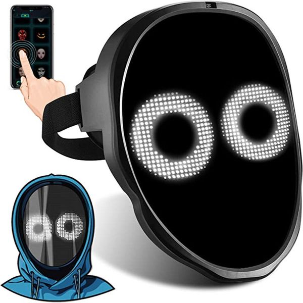 Partymasken Bluetooth RGB Leuchtende LED-Maske Diy Bild Animation Text Halloween Weihnachten Karneval Kostüm Partyspiel Kindermasken Deko GESCHENK 230905