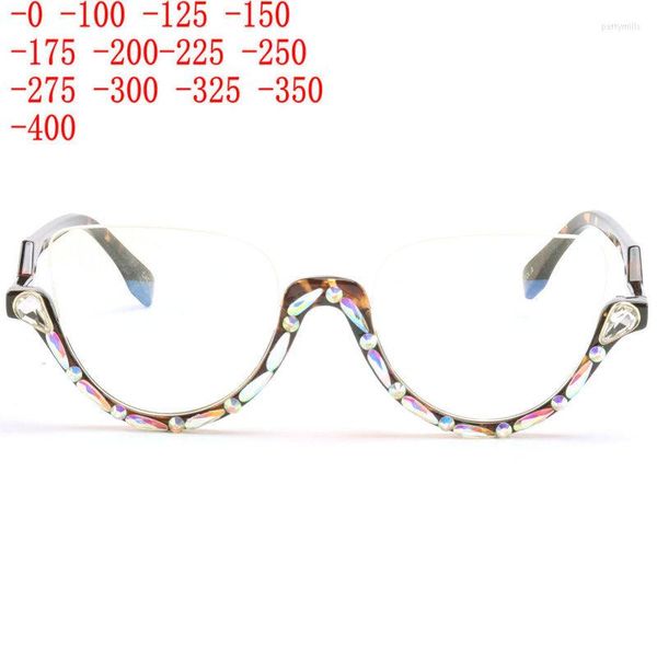 Sonnenbrille Halbrahmen Myopie Brille Klare Linse Anti Blaues Licht Strass Vintage Kristall Diamant Brillengestelle Für Frauen XN