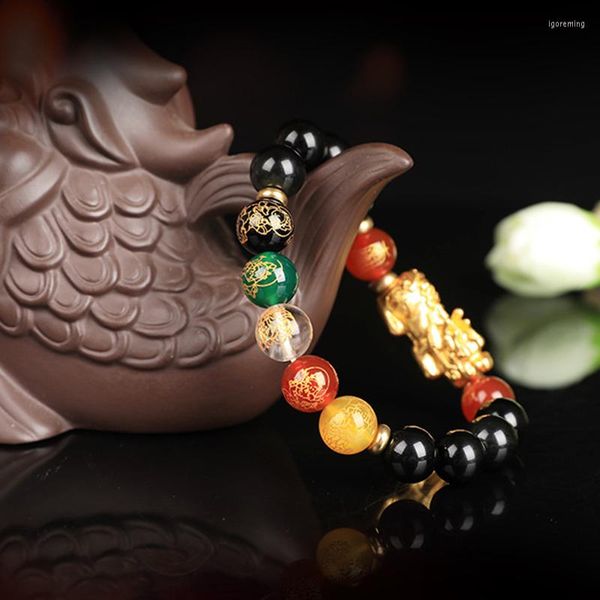 Strand Five Elements Pure Copper Pixiu Feng Shui Gift Bracciale in ossidiana per uomo e donna Ricchezza Good Lucky Amulet Jewellery