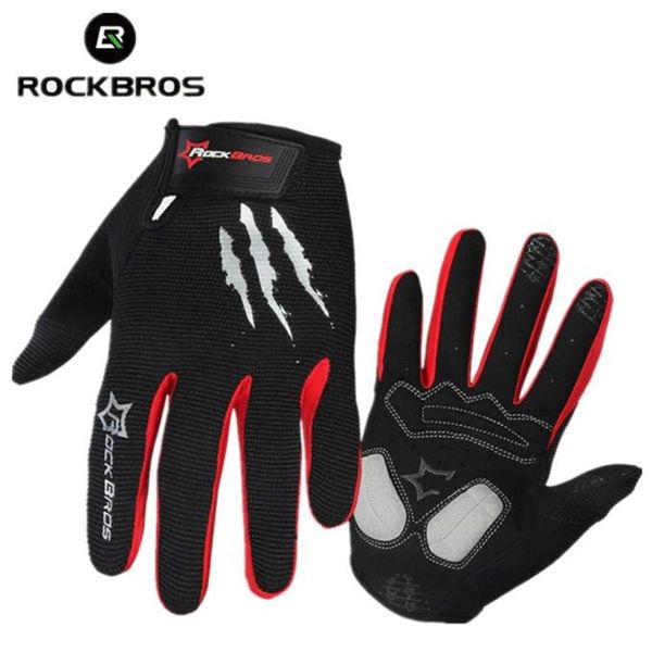 Guanti da ciclismo invernali RockBros Guanti da ciclismo con dita lunghe Mtb Warm Touch Screen Guanti con dita intere Guanti antivento per uomo Accessori per biciclette T304D