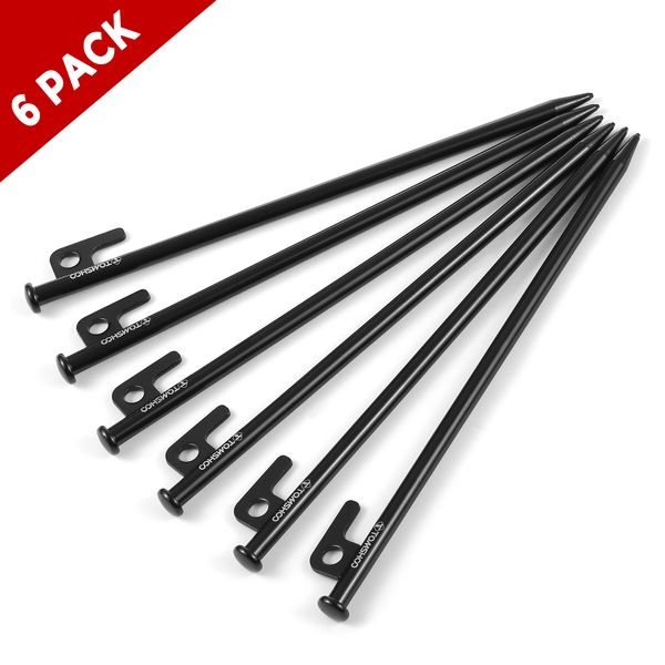 Ручные инструменты Tomshoo Heavy Duty Steel Stakes 6pcs 8 дюймов 12 колышек с мешком на открытом воздухе навеса для навеса 230614