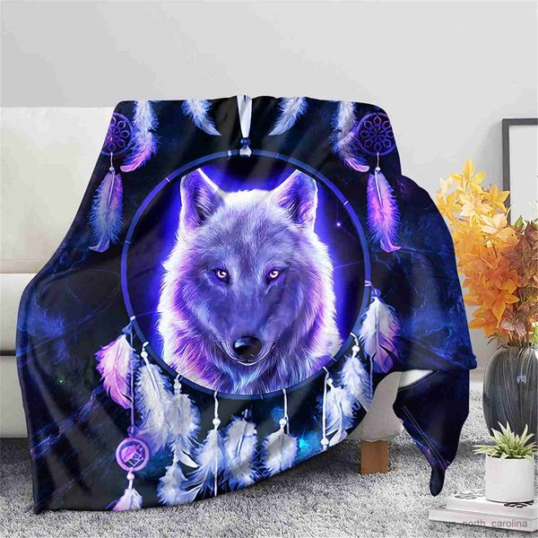 Decken, blaue Wolf-Fleece-Überwurfdecke, Wölfe, Tier, bequeme Decke, leicht, weich, dick, warm, Decke für Bett, Couch, Twin, Queen, R230615