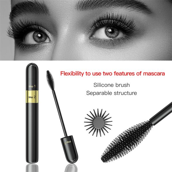 Mascara a doppio effetto Allungamento 4D e volume extra Mascara nero impermeabile Effetto ciglia finte Strumento per il trucco degli occhi Cosmetici