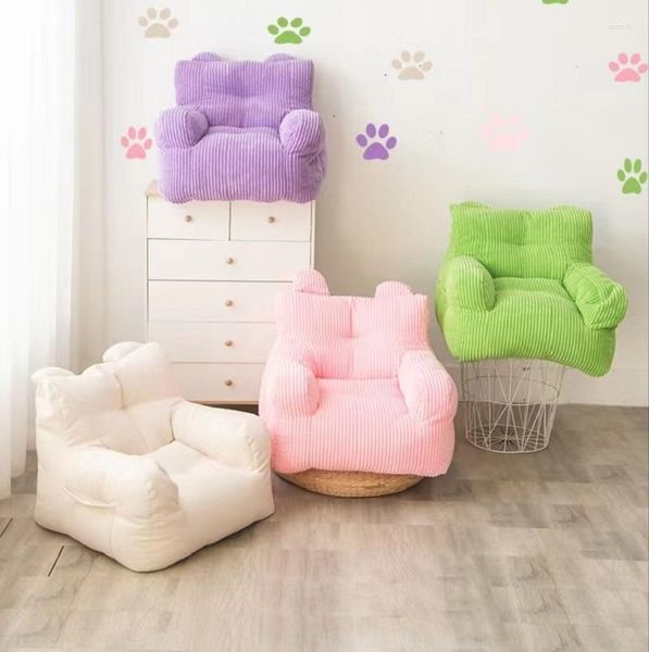 Capas para cadeiras Macaron Color Bean Bag Cover Sofá infantil Sofá de veludo Bonito Design de orelha Móveis para assento de leitura