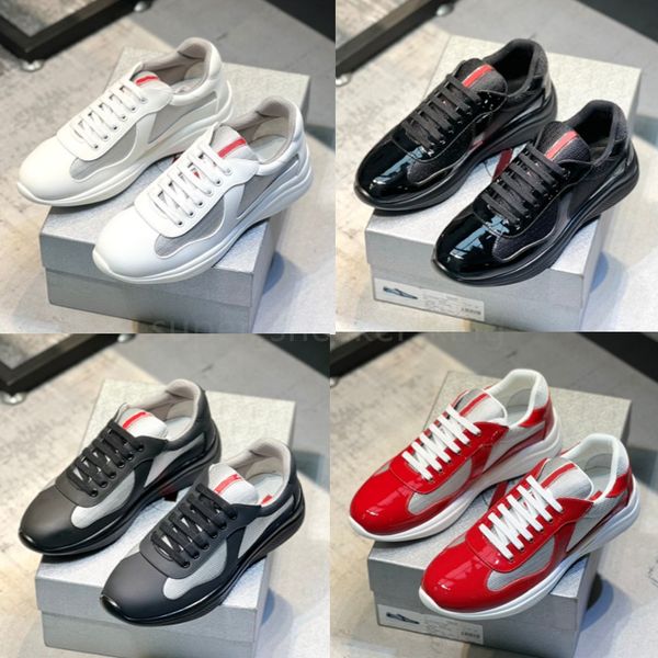 Scarpe da corsa firmate Scarpe da ginnastica da uomo Sneakers Coppa America Scarpe da ginnastica piatte in pelle Scarpe casual stringate in rete nera bianca rossa