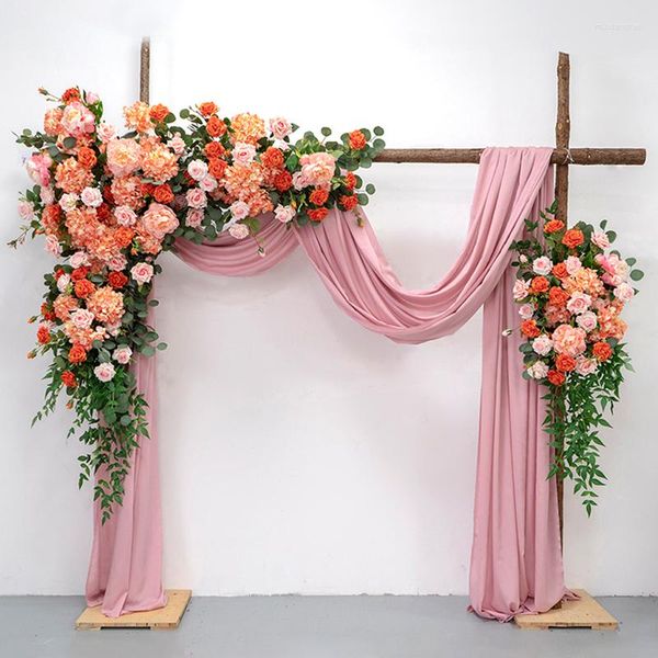 Flores decorativas Série laranja Série peony Hydrangea Planta verde Vinha Arranjo de flores Casamento Decoração de arco decoração Janela floral