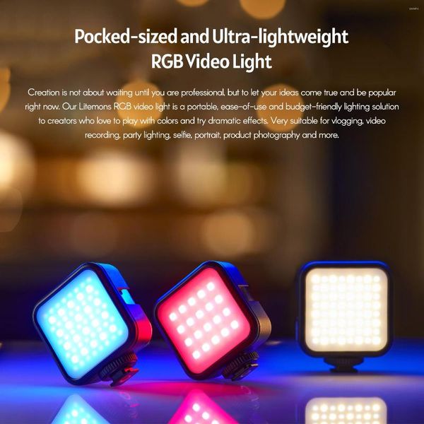 Flash Heads Godox LITEMONS LED6R RGB LED Video Light Mini Fill-in 3200-6500K 13 Effetti luminosi Adsorbimento magnetico per lo streaming live