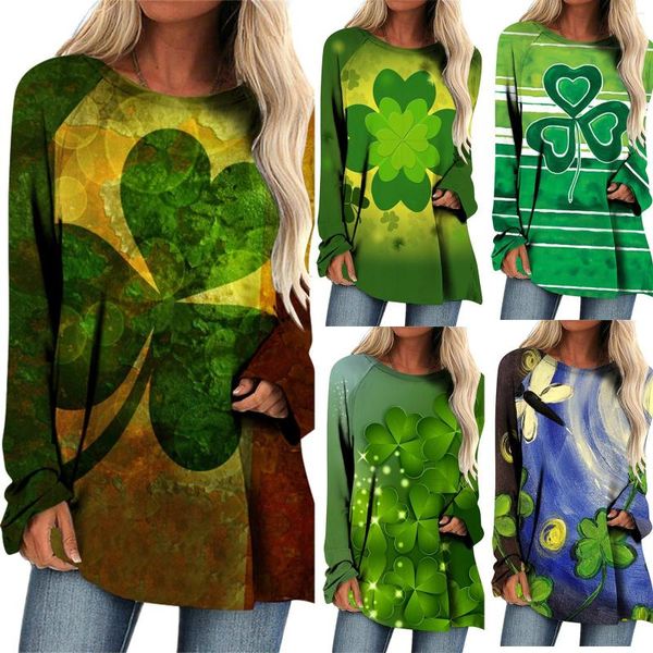Blusas Femininas Leaf Impressão 3D Digital St. Patrick's Day Blusas Mujer Y2k Streetwear Feminino Tops Feminino High Street Para Trabalho Plus Size