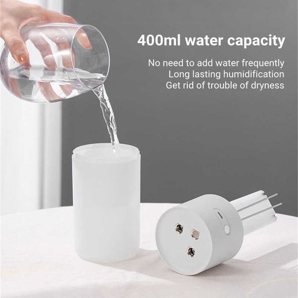 Luftbefeuchter 400 ml Düse Ultraschall Luftbefeuchter USB Lade Wasser Aromatherapie Diffusor mit Warm Lampe Hause Drahtlose Humidificador