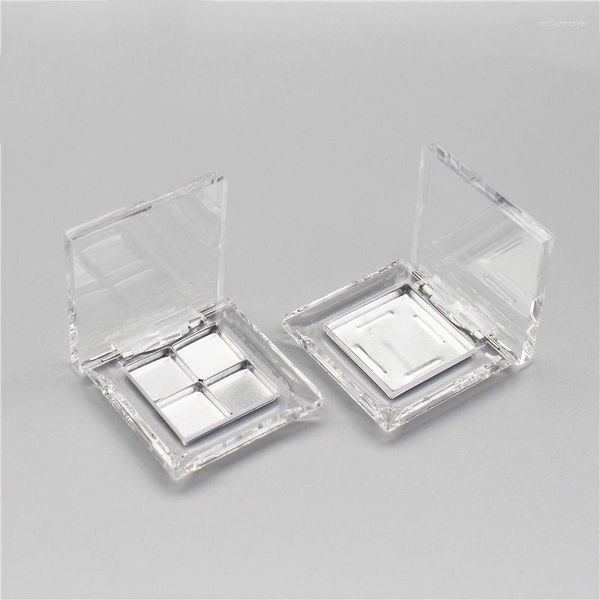 Garrafas de armazenamento vazias transparentes individuais estojo de sombra de 4 cores DIY caixa de brilho labial paleta de maquiagem recarregável com bandeja de alumínio 50 unidades