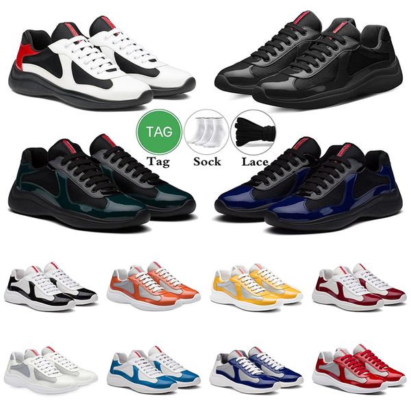 Herrenschuhe Top Design America's Cup Sneakers Lackleder Wanderschuhe Marke Herren Skateboard Walking Runner Casual America's Cup Outdoor Schwarz Sportschuhgröße 38-46