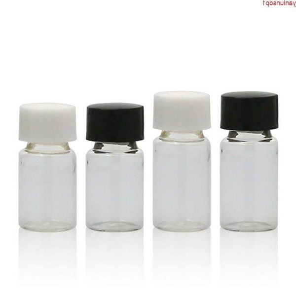 3 ml klare leere Mini-Glasflaschenfläschchen 4 cc Schraubhalsprobe mit schwarz-weißem Verschluss Sghxe