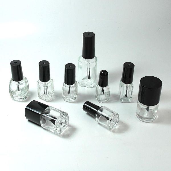 Leer klare Glas gelish Nagellackflasche Nagelölflaschen 5-8-10-12-15 ml runde quadratische Form mit schwarzer Plastikschraube Kappe Wgurf