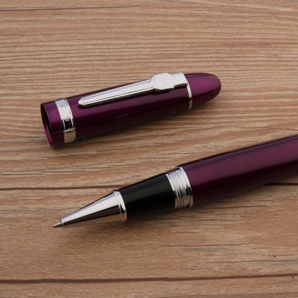 Ball Point Pens Gümüş Mor İmza Spin Trim Mürekkep Mürekkep Kalem Kırtasiye Ofis Okul Malzemeleri