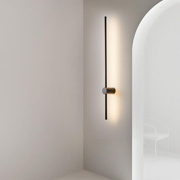 Candeeiro de parede Minimalismo LED Mais Longo Casa Moderna Decoração de Quarto Mesa de cabeceira Luz de Leitura Escadas Fundo Preto Banheiro Espelhos Arandela