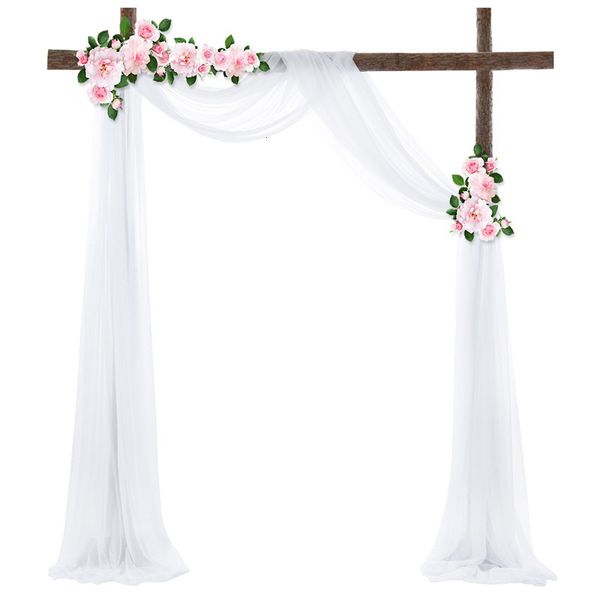 Vorhang aus weißem Hochzeitsbogen-Drapierstoff, 75 x 600 cm, Chiffon-Drapierung, transparenter Hintergrund, Empfang, Swag, Zeremonie, Dekoration 230615