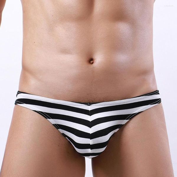 Mutande Slip Intimo da uomo Outdoor Quotidiano Stampa interna Perizoma a righe sexy Trippa Bikini Traspirante Rigonfiamento