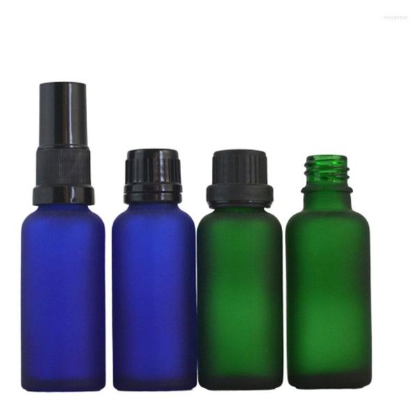 Bottiglie di stoccaggio 30 ml 20 pz/lotto Verde/Blu Squisito Cosmetico Bottiglia di Olio Essenziale Vuoto di Alta Qualità Fiala di Vetro Emulsione Contenitore Spray