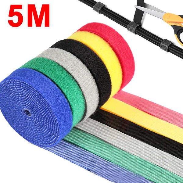 Neue 5/1M USB Kabel Organizer Krawatten Wiederverwendbare Selbstklebende Schlaufe Und Haken Band Kabel Management Draht Wickler kopfhörer Kabel Kabelbinder