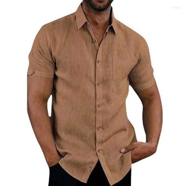 Camicie casual da uomo Camicia sociale da uomo originale Slim Business Formale da uomo Camicette di lino in cotone a maniche corte Top Abbigliamento uomo