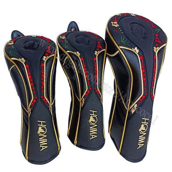 Оптовая гольф -гольф -гольф Headcover Black Honma Golf Wood Headcover Высококачественный 1,3 5 гольф -клубы покрывают поставки Honma Бесплатная доставка