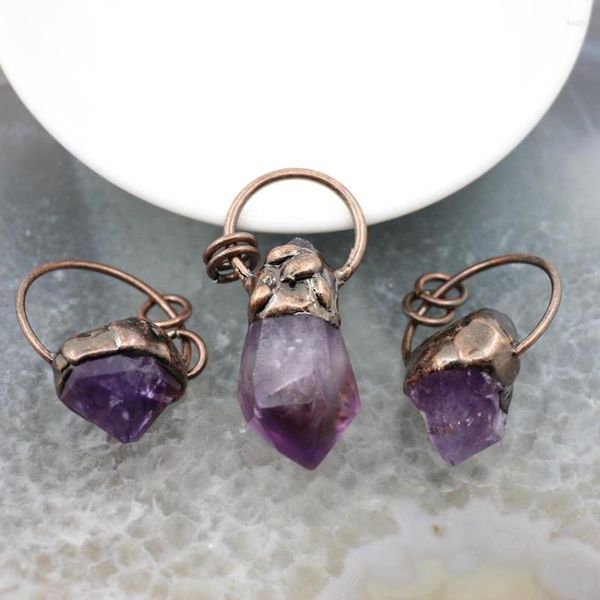 Anhänger Halsketten Natürliche Energie Amethyste Vintage Quarz Heilkristall Punkte Facettierte Halskette für DIY Schmuckherstellung Zubehör