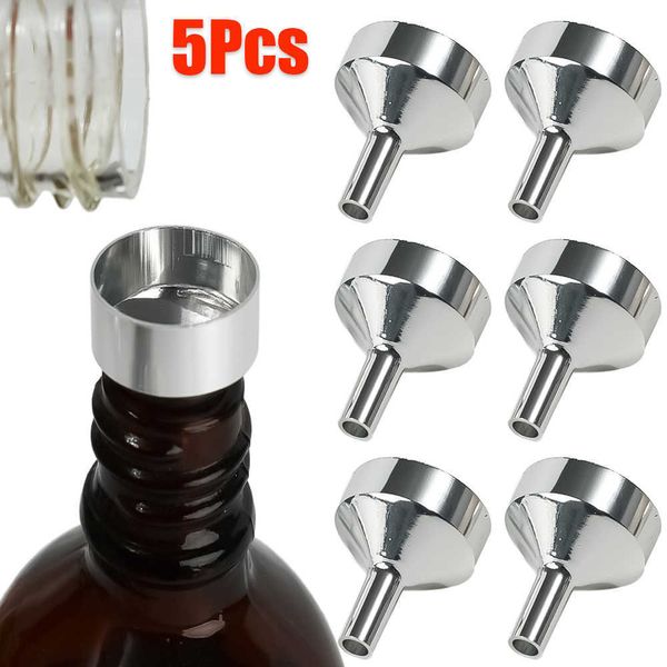 Novos 5 pçs mini funis para derramar óleo líquido vinho metal funil dispensador de perfume garrafas funis de recarga duráveis utensílios de cozinha ferramentas