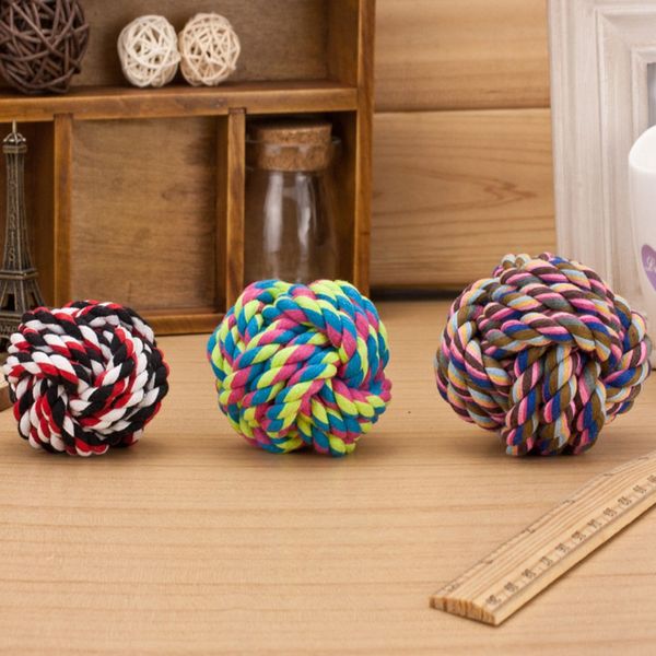 Nuovo design Pet Dog Toys Rope Ball Toys Bite Colorful Squeak Rope Interactive Dog Wool Toys 3 Size Pet Puppy Chew Toys Prodotto