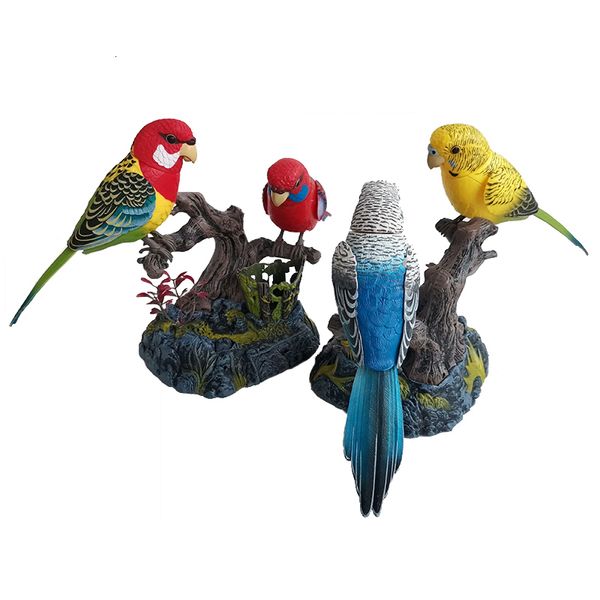 ElectricRC Animals Simulated Sound Control Birds Periquito Lovely 2 Units Parrot Electric Artificial Bird Toys Singing Bird Home Garden Decorations 230614