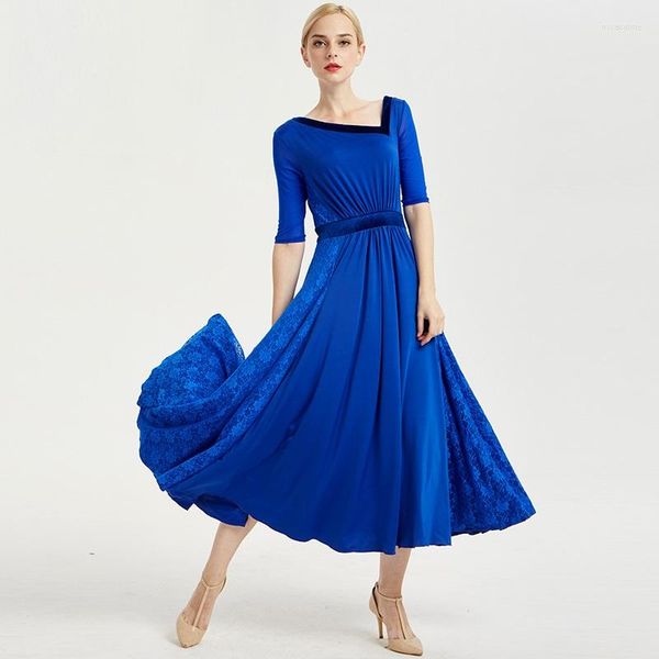 Abbigliamento da palcoscenico Abito da ballo standard blu Costumi da tango Abiti da ballo Rosso Flamenco Valzer Nero