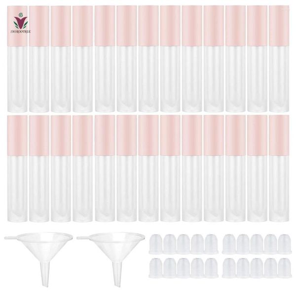 Garrafas de armazenamento 50 pçs 5ml Tubos de cosméticos redondos vazios foscos preenchíveis com tampa rosa para brilho labial DIY Artigos de higiene pessoal para viagem