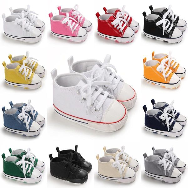 İlk Yürüyüşçüler Bebek Ayakkabıları Kız Kızlar Klasik Tuval Günlük Spor ayakkabılar doğdu Yıldız Walker Toddler Yumuşak Sole Slip Slip Walking 230615