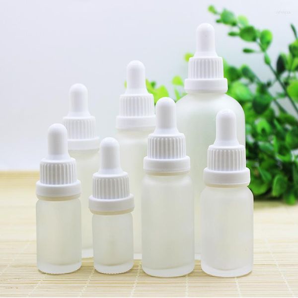 Bottiglie di stoccaggio Flacone contagocce Tappo antifurto bianco Pipetta in vetro smerigliato per essenza Reagente per olio essenziale Cosmetico liquido