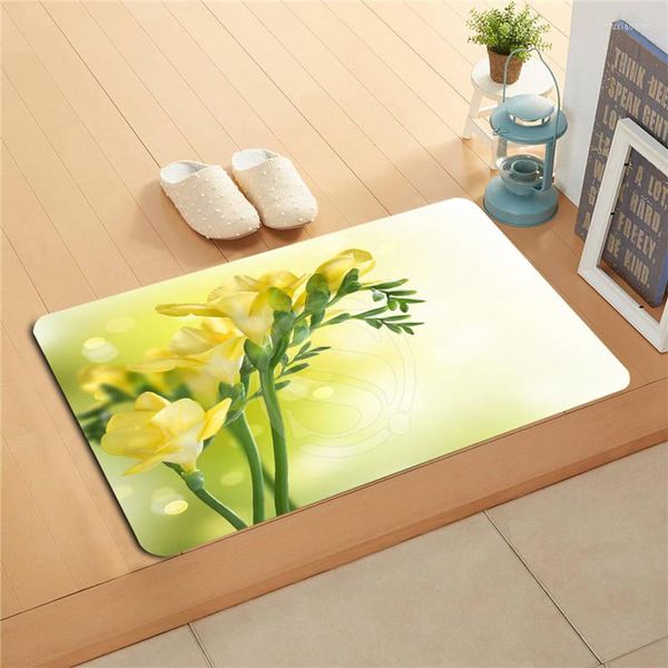 Tapetes T#y6-1 Personalizado Natural Beautiful Flower Doormat Decoração de Casa Tapete de Piso Tapetes de Banheiro Almofada de Pé Nº 7.11-UI61