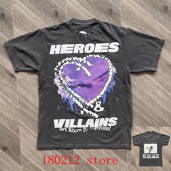 Camisetas Masculinas Hellstar Purple Heart T-Shirt Masculino Feminino Camiseta de Algodão Grande de Alta Qualidade Manga Curta 230615