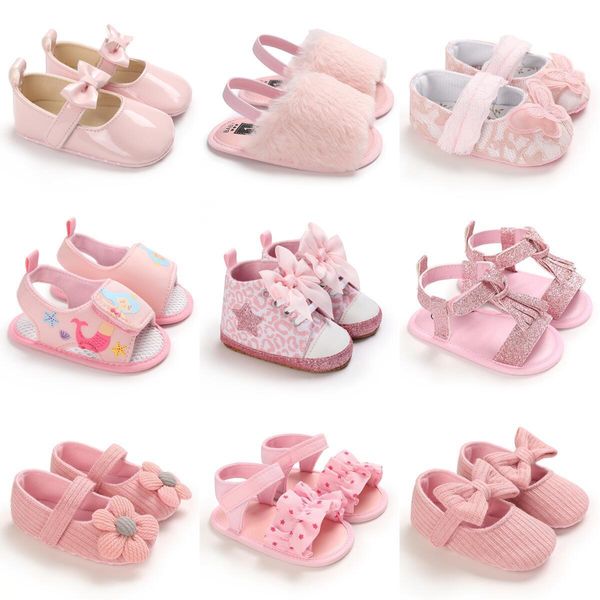 First Walkers Summer Fashion born Pink Baby Shoes Fondo in tessuto antiscivolo per ragazze Elegante traspirante Tempo libero Walking 230615